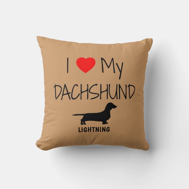 Custom I Love My Three Dachshund Cushion (Front)