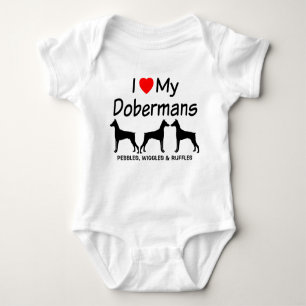 CUSTOM I Love My Three Doberman Pinscher Dogs Baby Bodysuit