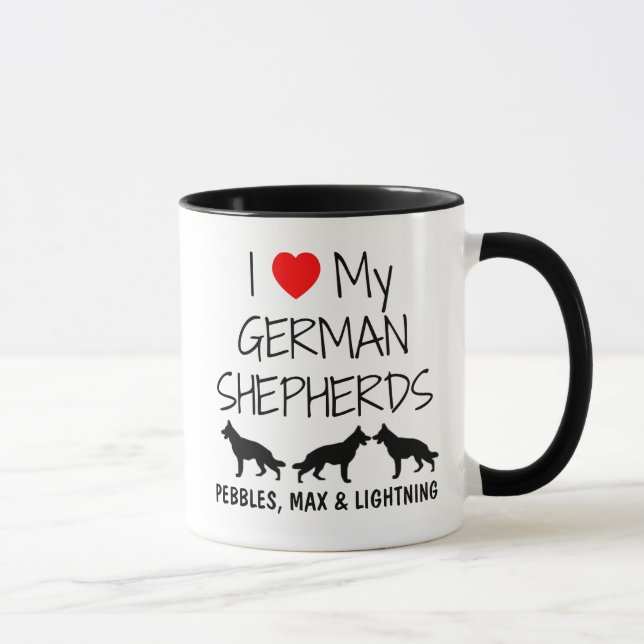 Custom I Love My Three German Shepherds Mug (Right)