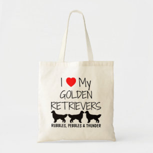 Custom I Love My Three Golden Retrievers Tote Bag