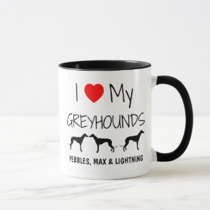 Custom I Love My Three Greyhounds Mug
