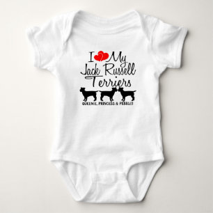 Custom I Love My THREE Jack Russell Terriers Baby Bodysuit