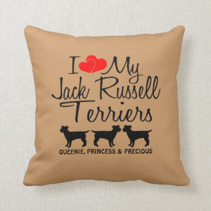 Custom I Love My Three Jack Russell Terriers Cushion