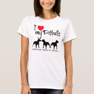 Custom I Love My Three Pitbulls T-Shirt