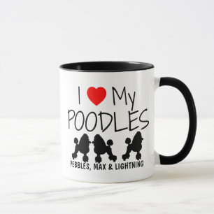 Custom I Love My Three Poodles Mug