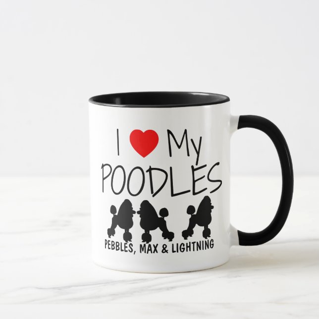Custom I Love My Three Poodles Mug (Right)