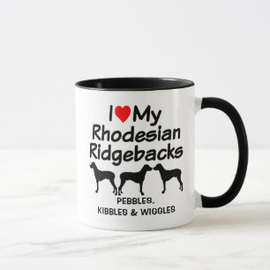 Custom I Love My Three Rhodesian Ridgeback Dogs Mug