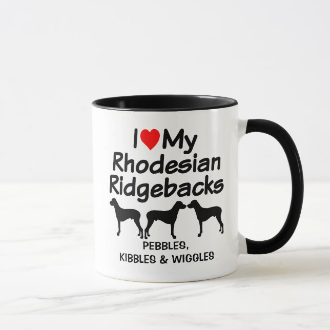 Custom I Love My Three Rhodesian Ridgeback Dogs Mug (Right)