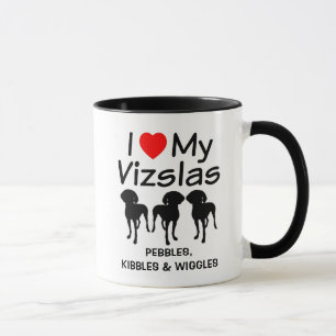 Custom I Love My Three Vizsla Dogs Silhouette Mug