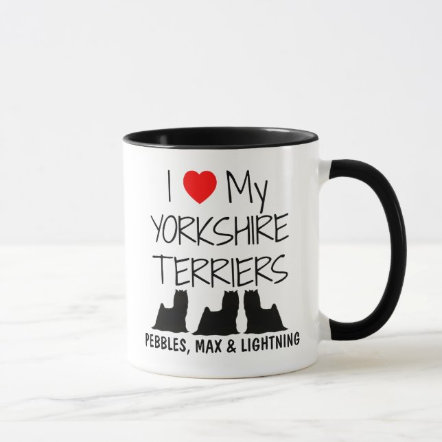 Custom I Love My Three Yorkshire Terriers Mug (Right)