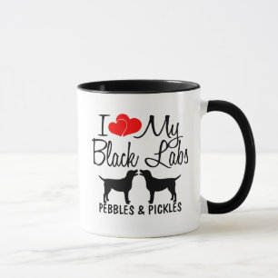 Custom I Love My Two Black Labs Mug