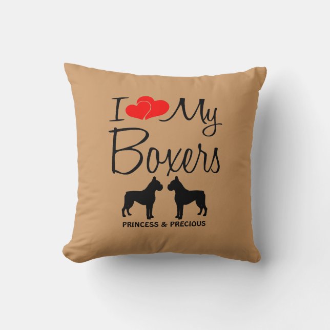 Custom I Love My Two Boxers Cushion (Front)