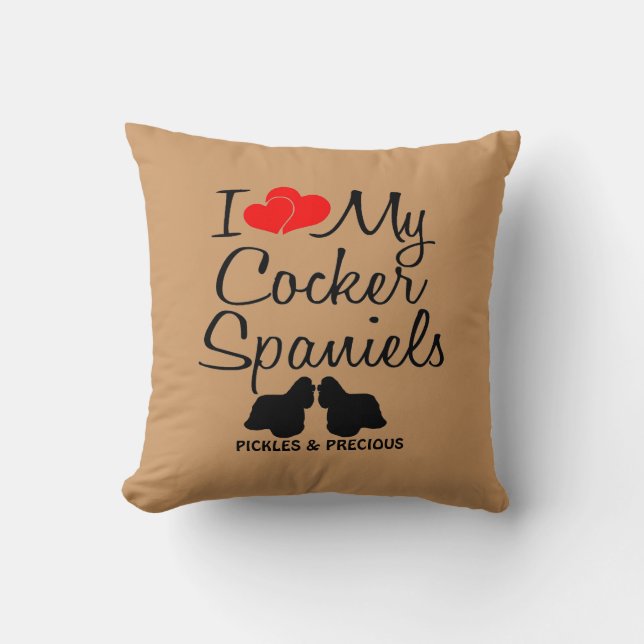 Custom I Love My Two Cocker Spaniels Cushion (Front)