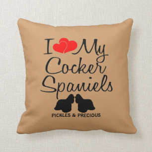 Custom I Love My Two Cocker Spaniels Cushion
