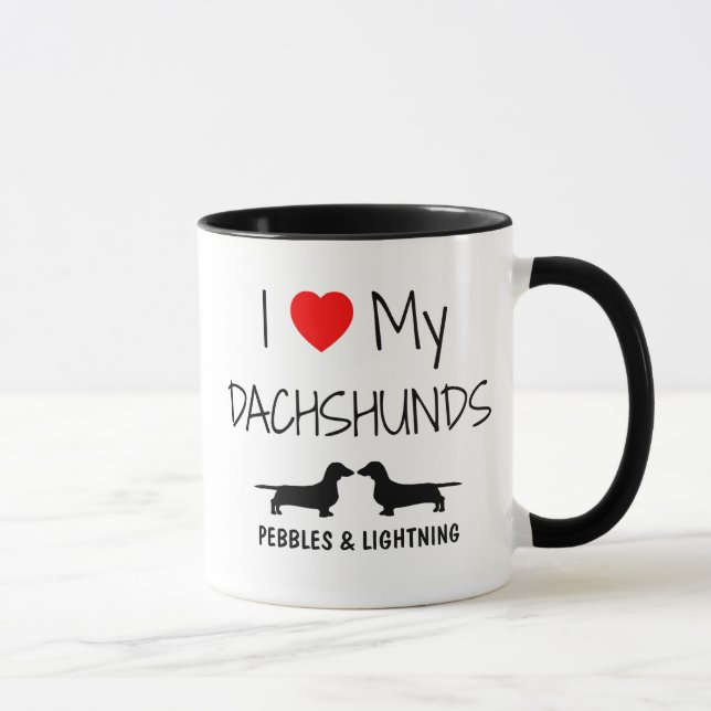 Custom I Love My Two Dachshunds Mug (Right)