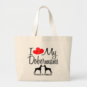 Custom I Love My Two Dobermans Bag