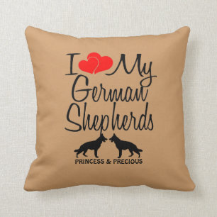 Custom I Love My Two German Shepherds Cushion