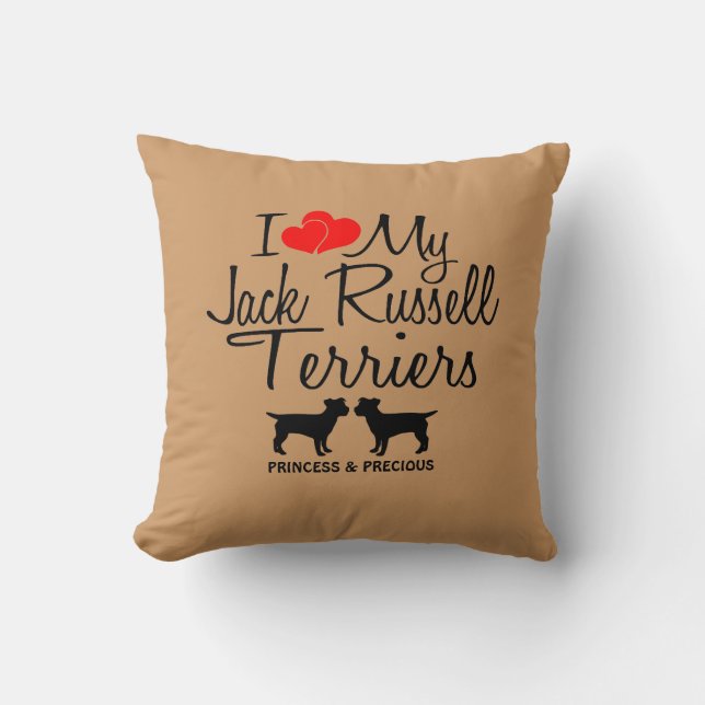 Custom I Love My Two Jack Russell Terriers Cushion (Front)