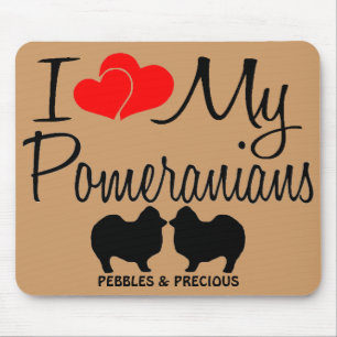 Custom I Love my Two Pomeranians Mousepad