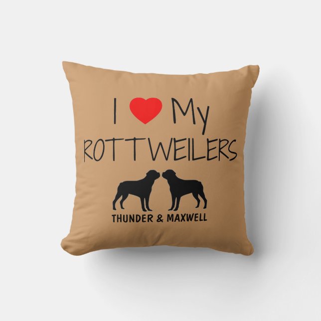 Custom I Love My Two Rottweilers Cushion (Front)