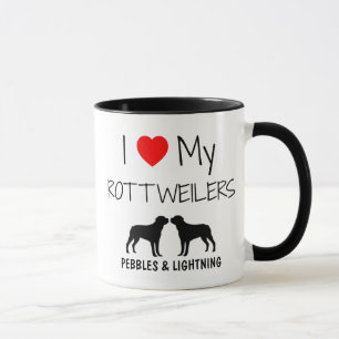 Custom I Love My Two Rottweilers Mug