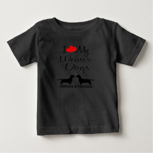Custom I Love My Two Weiner Dogs Baby T-Shirt
