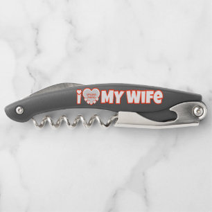 Custom I Love My Wife – Add Name & Photo Corkscrew