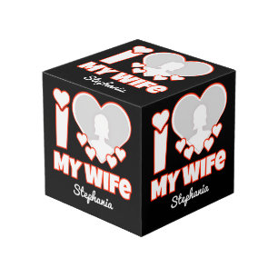 Custom I Love My Wife – Add Name & Photo Cube