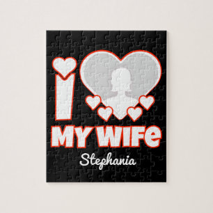 Custom I Love My Wife – Add Name & Photo Jigsaw Puzzle