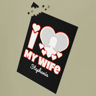 Custom I Love My Wife – Add Name & Photo Jigsaw Puzzle