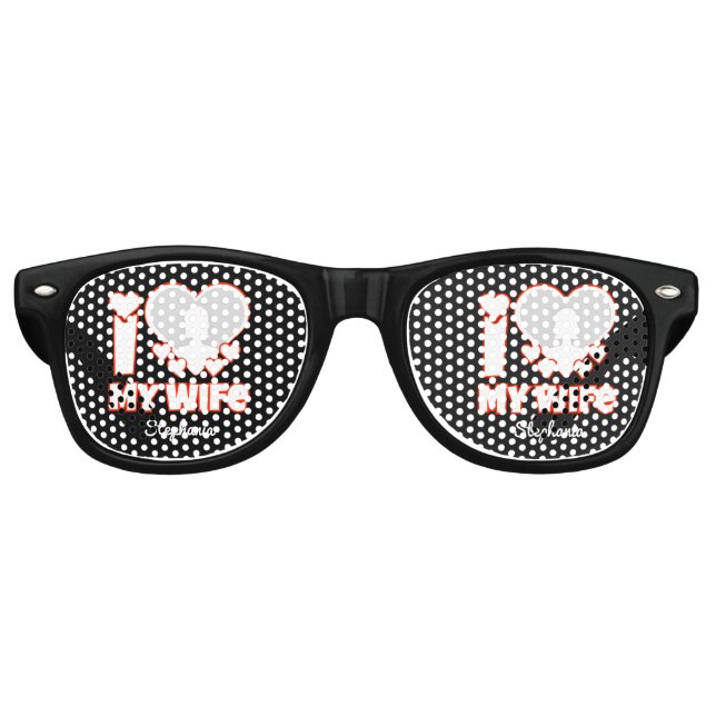 Custom I Love My Wife – Add Name & Photo Retro Sunglasses (Front)