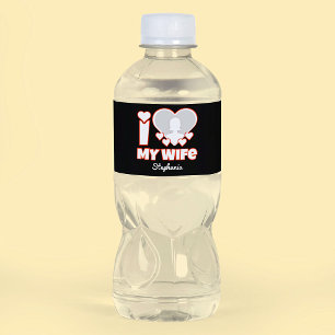 Custom I Love My Wife – Add Name & Photo Water Bottle Label