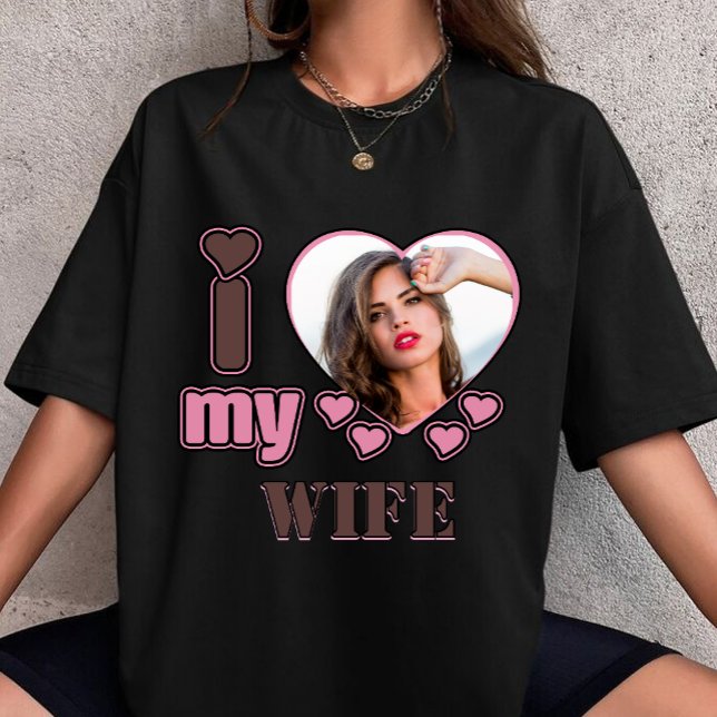 Custom I Love My Wife Photo Personalized heart T-Shirt (Creator Uploaded)