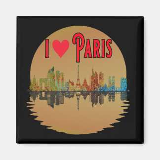 Custom I Love Paris Skyline Sunset Souvenir Magnet