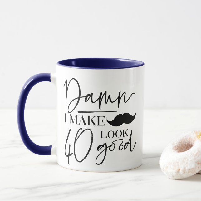 Custom I Make 40 Look Good Men's 40th Birthday Mug (With Donut)
