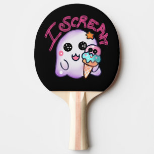 Custom "I Scream" Ghost with Ice Cream Cone Art Ping Pong Paddle