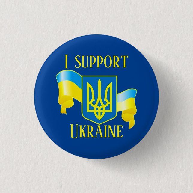 Custom I support Ukraine UKRAINIAN FLAG Pin Patch  (Front)