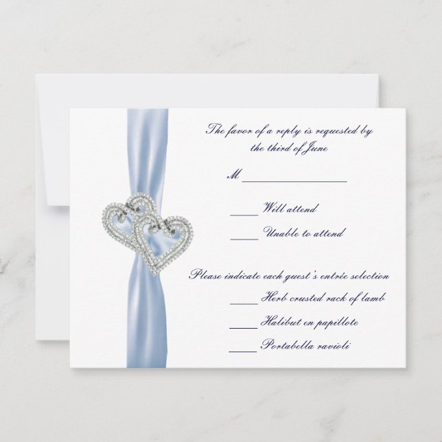 Custom Ice Blue Hearts Response Card (Front)