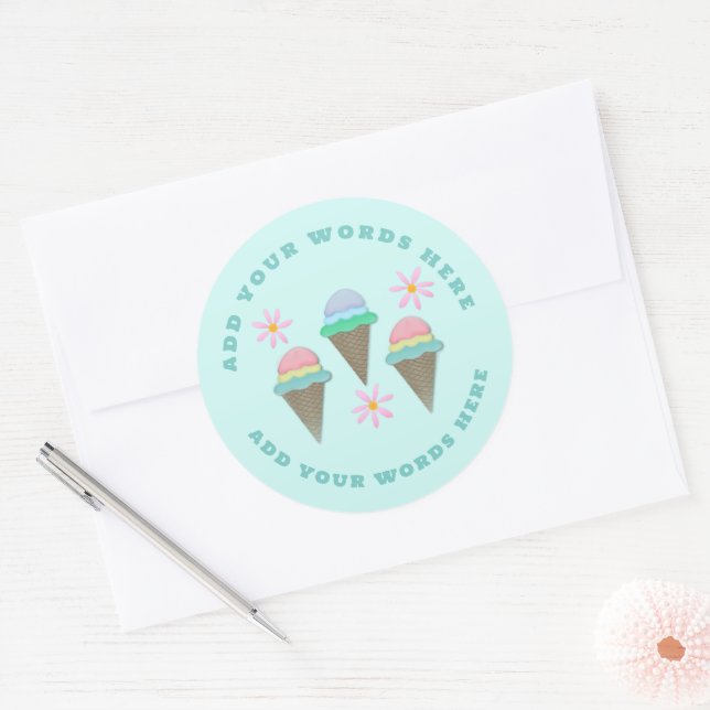 Custom Ice Cream Cone Stickers  (Envelope)