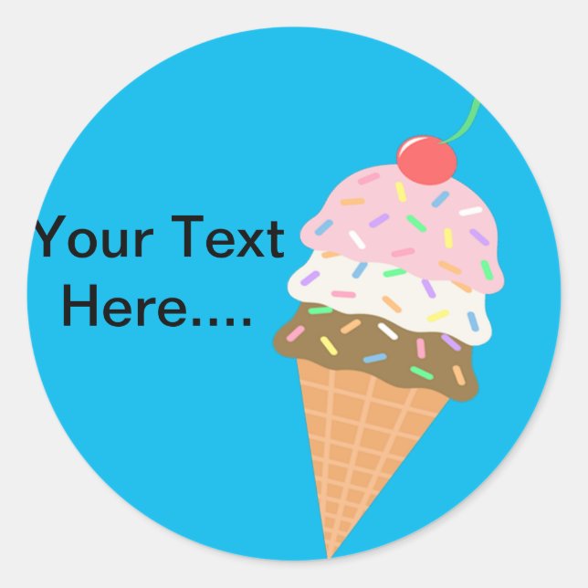 Custom Ice Cream  Stickers. Classic Round Sticker (Front)