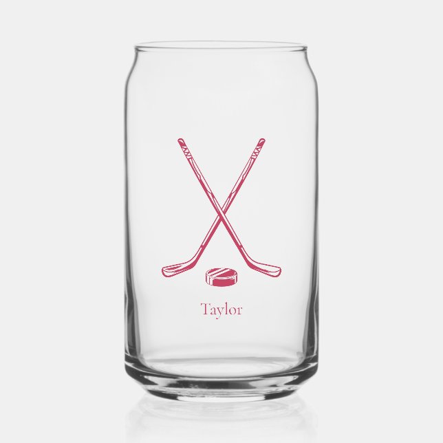 Custom Ice Hockey Icons Any Colour Personalised Can Glass (Front)