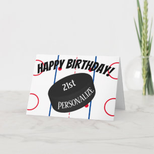 Custom Ice Hockey Personalised Age Name Birthday Card