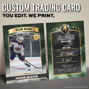 Custom Ice Hockey Trading Card Green Gold Stadium