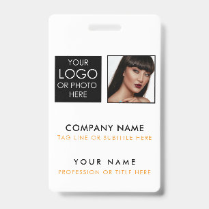 Custom ID Badge Printing Employee ID Photo White