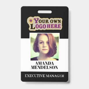 Custom ID Badge with barcode photo and logo