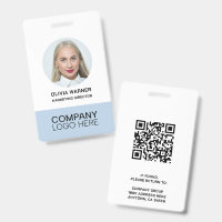 Custom ID Employee Photo QR CODE LOGO LIGHT BLUE