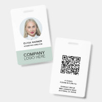 Custom ID Employee Photo QR CODE LOGO SAGE GREEN