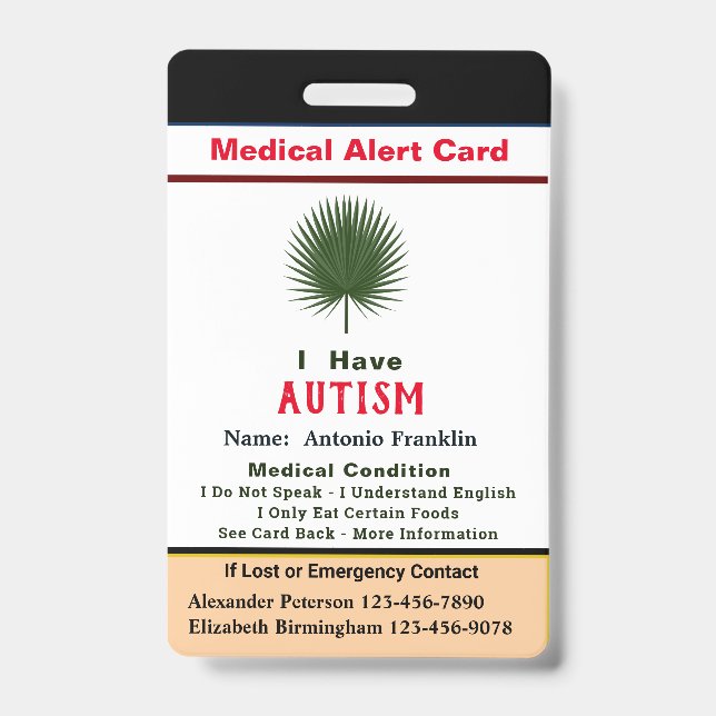 Custom ID Identification Child Adult Name Badge (Front)