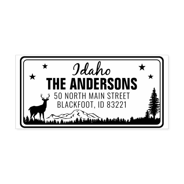 Custom Idaho State License Plate Address  Self-inking Stamp (Design)