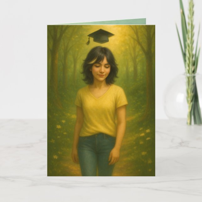 Custom Identity Graduation Card Female Black Hair  (Front)